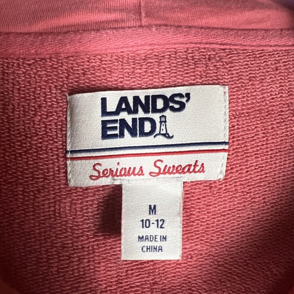 Lands End HoodedSweatshirt Womens Pink Med Serious Sweats Hoodie Button Up 10-12 - Picture 2 of 6